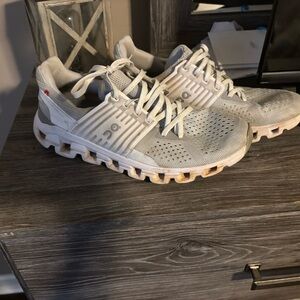 On Running White Sneakers with Unique Sole Design